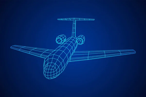 Privat Jet plan abstrakt Polygonal wireframe flyg plan. — Stock vektor