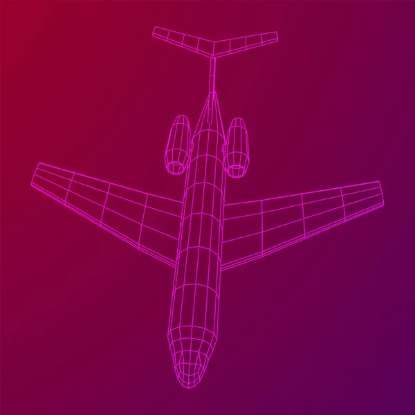 Avion Jet privé Avion polygonal abstrait à cellule métallique . — Image vectorielle