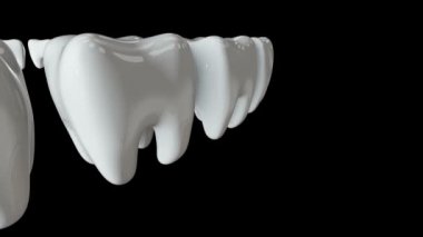 Beyaz dişlerin bir satır altın diş. 3d.
