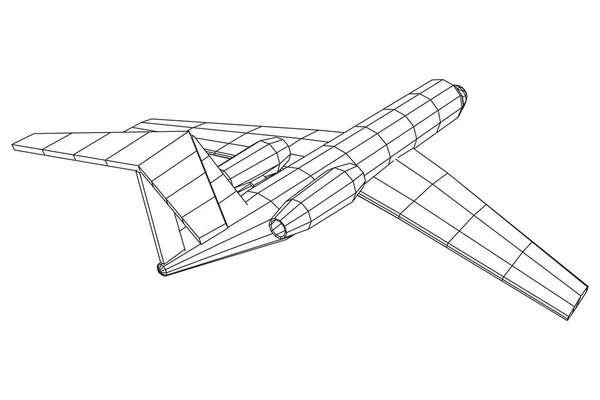 Özel Jet Plane soyut Çokgen tel kafes uçak. — Stok Vektör