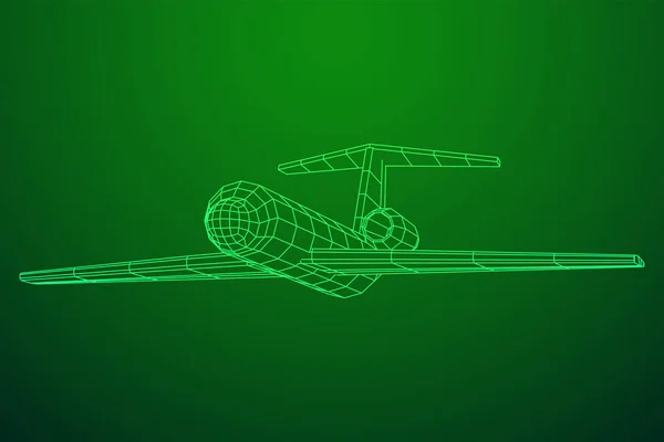 Prywatny samolot odrzutowy Abstrakcja wielokątny samolot prototyowy. — Wektor stockowy