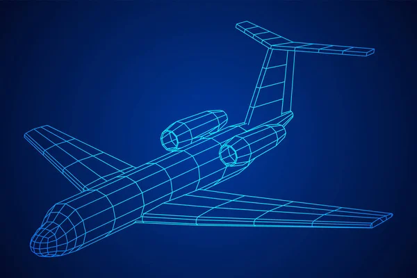 Privat Jet plan abstrakt Polygonal wireframe flyg plan. — Stock vektor