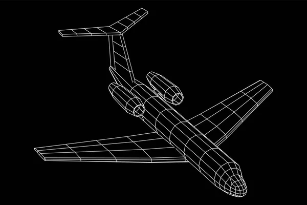 Aereo jet privato astratto wireframe poligonale aereo . — Vettoriale Stock