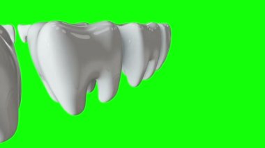 Beyaz dişlerin sırayla kırmızı diş. 3d.