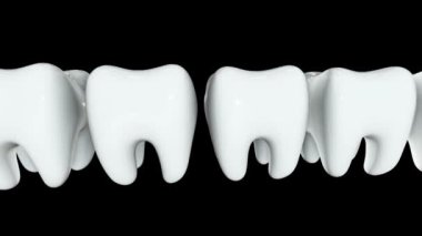 Beyaz dişlerin sırayla kırmızı diş. 3d.