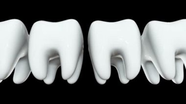 Beyaz dişlerin sırayla kırmızı diş. 3d.