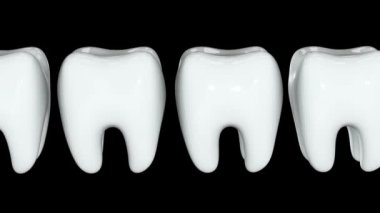 Beyaz dişlerin sırayla kırmızı diş. 3d.