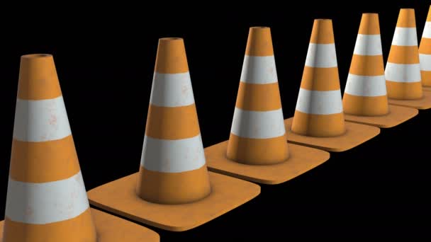 Cone de trânsito. Sinal de estrada 3d — Vídeo de Stock