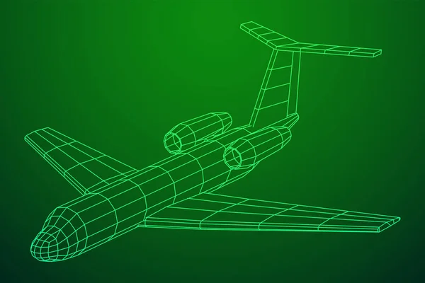 Ιδιωτικό αεριωθούμενο αεροπλάνο αφηρημένο πολυγωνικό αεροπλάνο επιφανείας. — Διανυσματικό Αρχείο