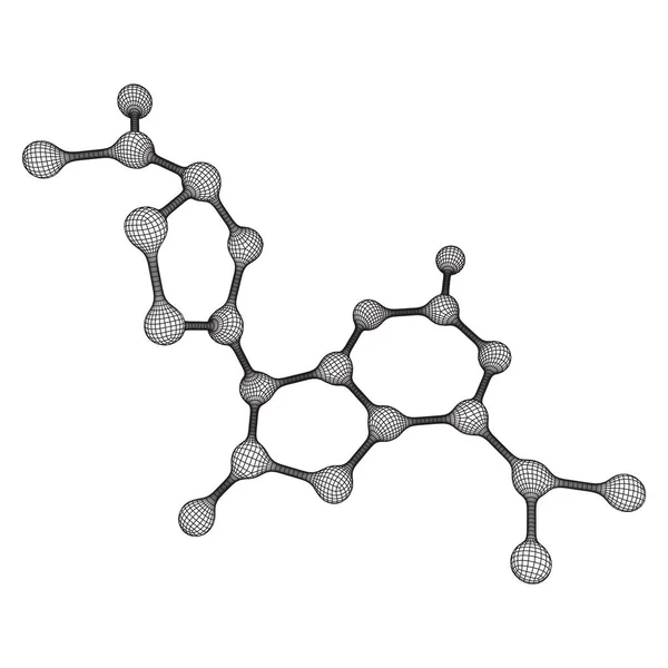 Molécula de malha Wireframe. Estrutura de conexão . — Vetor de Stock