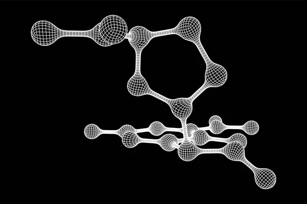 Wireframe Mesh Molecule. Connection Structure. — Stock Vector