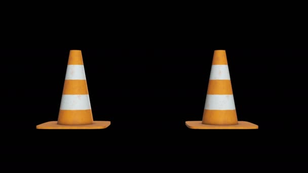 Traffic cone. Road sign 3d — Stock Video