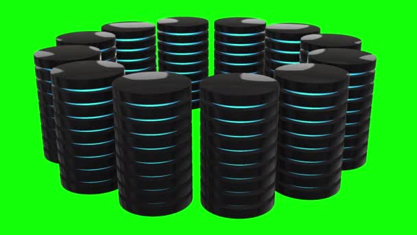 Futuristic server hard disk and database or battery cell. — Stock Video