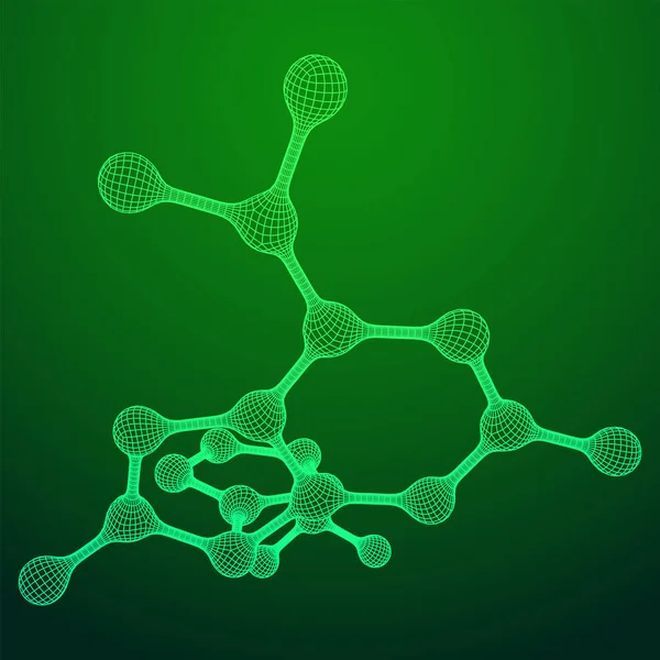 Wireframe Mesh Molecule. Connection Structure. — Stock Vector