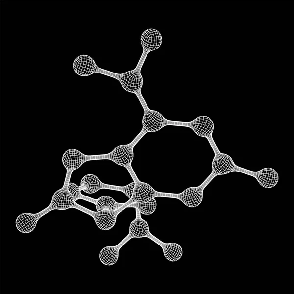 ワイヤーフレームメッシュ分子。接続構造. — ストックベクタ