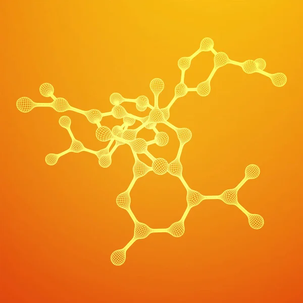 ワイヤーフレームメッシュ分子。接続構造. — ストックベクタ