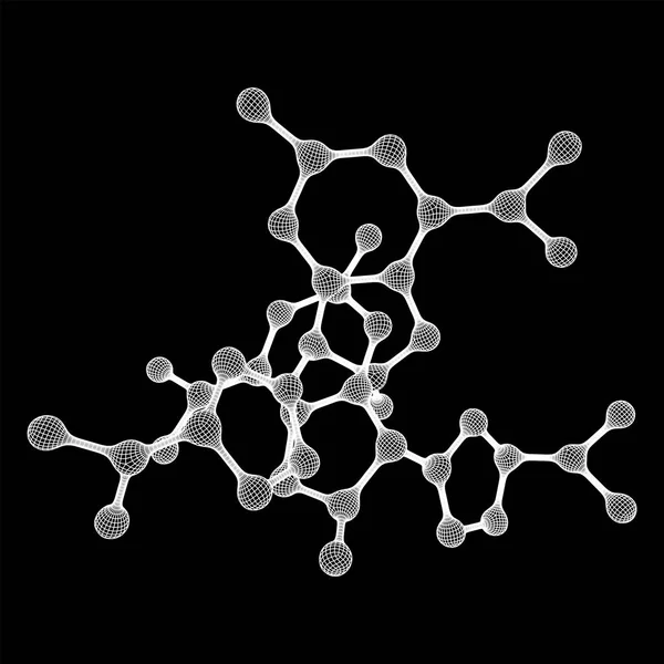 Wireframe Mesh Molecule. Estructura de conexión . — Vector de stock