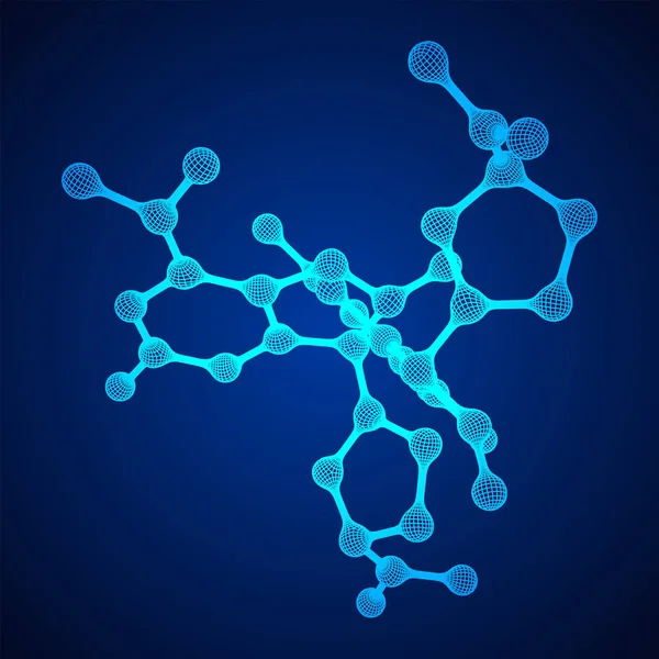 Molécula de malha Wireframe. Estrutura de conexão . — Vetor de Stock
