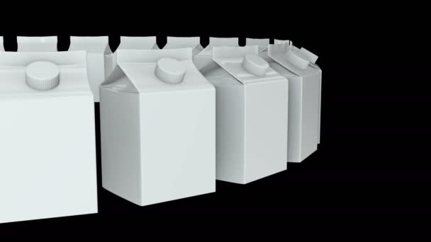 牛乳やジュースの 3 d ボックス — ストック動画