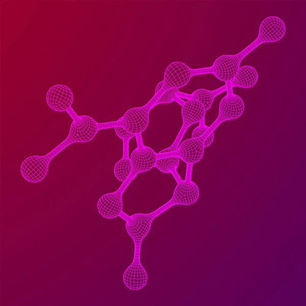 Molécula de malha Wireframe. Estrutura de conexão . — Vetor de Stock