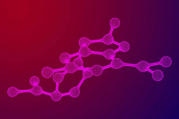 Trådram mesh molekyl. Anslutnings struktur. — Stock vektor