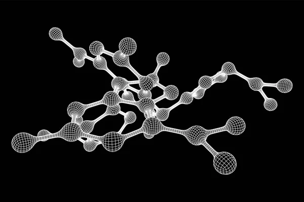 Molécula de malha Wireframe. Estrutura de conexão . — Vetor de Stock