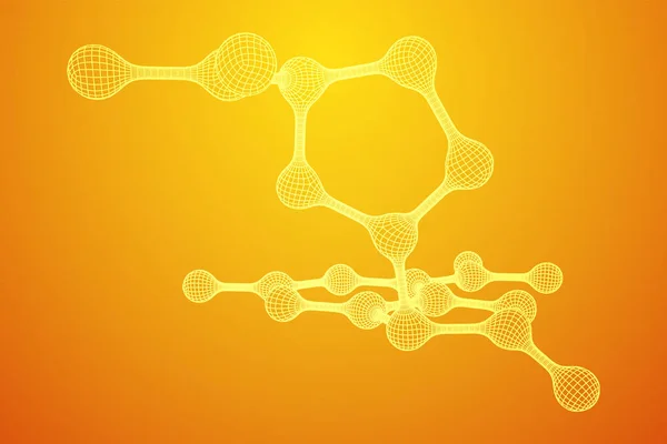 Draadframe mesh molecuul. Verbindingsstructuur. — Stockvector