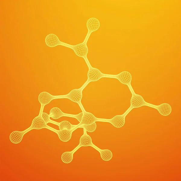 ワイヤーフレームメッシュ分子。接続構造. — ストックベクタ
