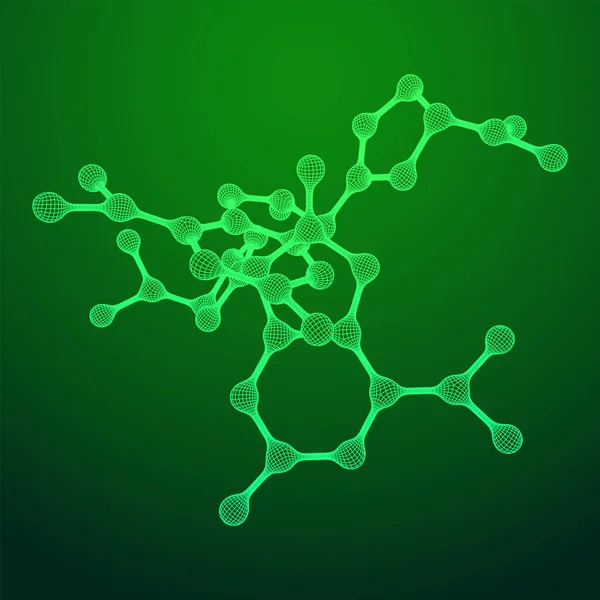 Wireframe Mesh Molecule. Connection Structure. — Stock Vector