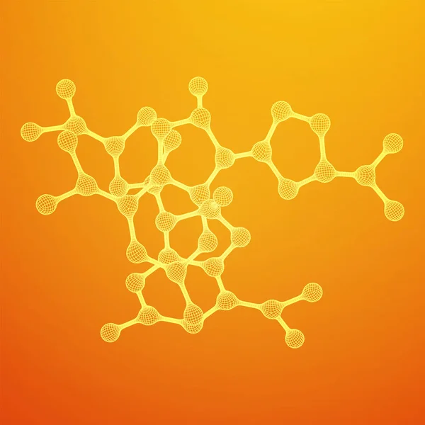 ワイヤーフレームメッシュ分子。接続構造. — ストックベクタ