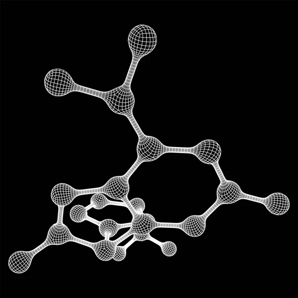 Wireframe Mesh Molecule. Estructura de conexión . — Vector de stock