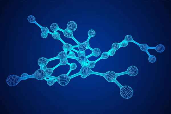 Draadframe mesh molecuul. Verbindingsstructuur. — Stockvector