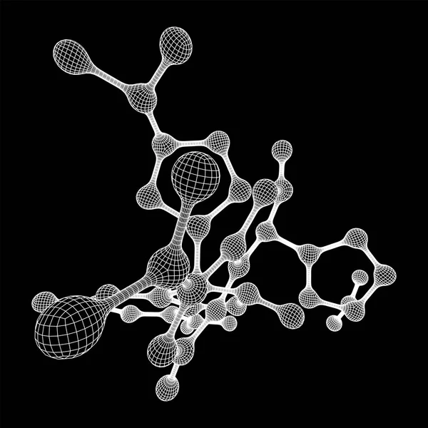 Molécula de malha Wireframe. Estrutura de conexão . — Vetor de Stock