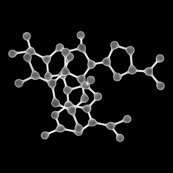 Draadframe mesh molecuul. Verbindingsstructuur. — Stockvector