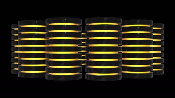 Pevný disk futuristické serveru a databáze nebo baterie buňky. — Stock video