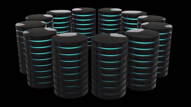 Vaste schijf futuristische server en database of batterij cel. — Stockvideo