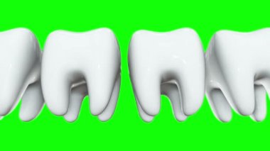 Beyaz dişlerin sırayla kırmızı diş. 3d.