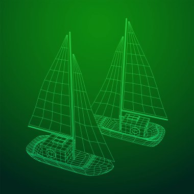 Yat veya Yelkenli tekne vektörü