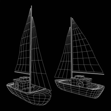 Yat veya Yelkenli tekne vektörü