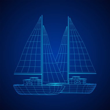 Yat veya Yelkenli tekne vektörü