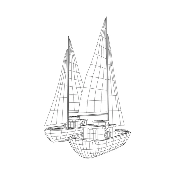 Вектор яхты или парусника — стоковый вектор