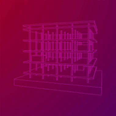 İnşaat kablosu çerçevesi altında bina