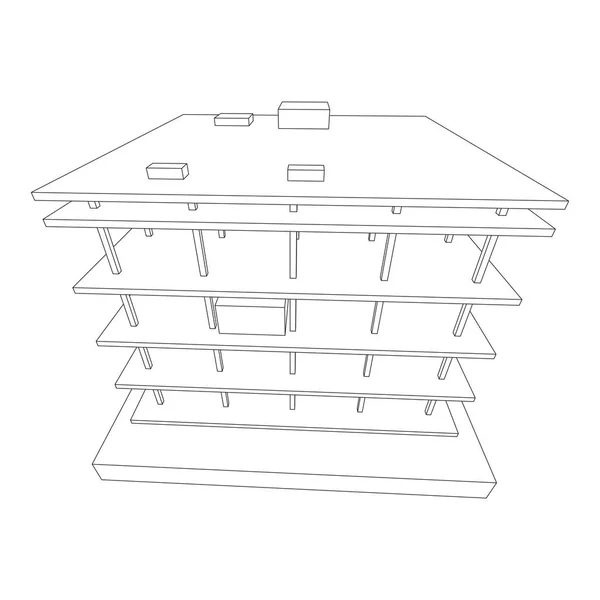 Edificio en construcción wireframe — Vector de stock