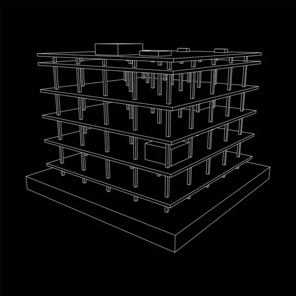 Edificio en construcción wireframe — Vector de stock