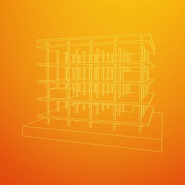 İnşaat kablosu çerçevesi altında bina