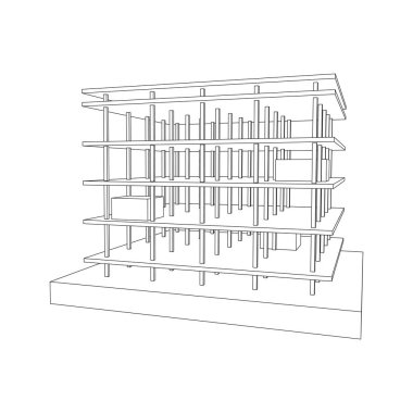 İnşaat kablosu çerçevesi altında bina