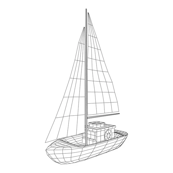 Yacht o vela vettore barca — Vettoriale Stock
