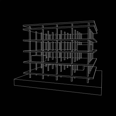 İnşaat kablosu çerçevesi altında bina