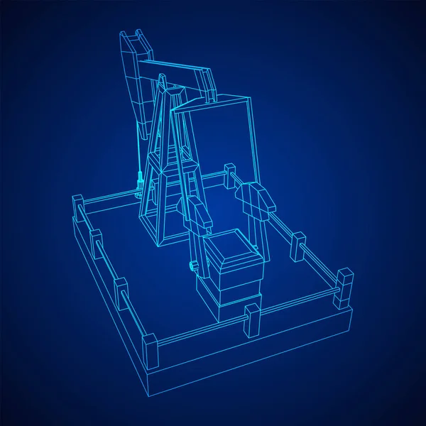 Plate-forme de forage de puits de pétrole jack wireframe — Image vectorielle