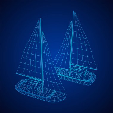 Yat veya Yelkenli tekne vektörü